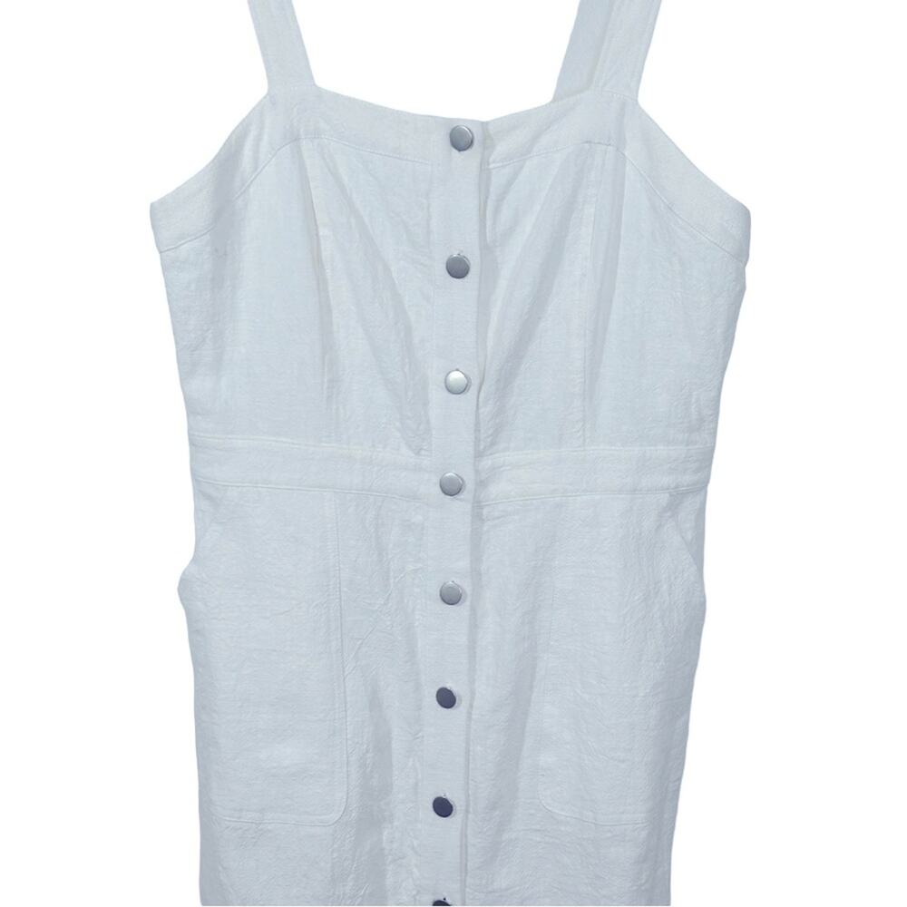 Anthropologie Skies Are Blue Linen Overall Dress Medium NWT Snap Front - Picture 5 of 15
